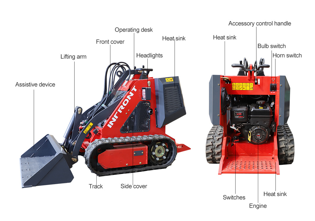 Walk Behind Crawler Mini Skid Steer Loader China Wheel Skid Steer Loader