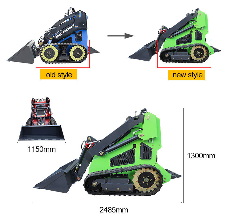 Construction Machinery Tracked Mini Skid Steer Loader 23HP Engine Wheel Loader