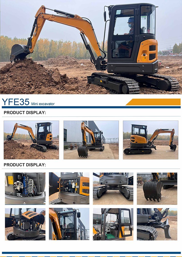 EPA/Euro 5 Chinese Used Mini Excavator 2ton 1ton 1.5 Ton Excavator Cabin Mini Digger for Sale