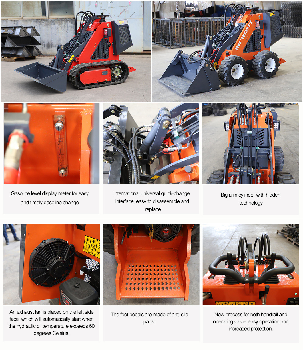 Mini Skid Steer Loader Optional Attachment Crawler Wheel Skid Steer Loader Withepa Engine