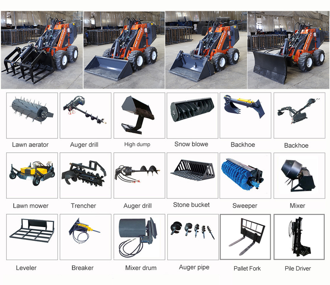 Cheap Mini Skid Steer Loader Diesel Mini Skid Steer Loaders Crawler Wheel Loader Mini 300kg 400kg Loaders