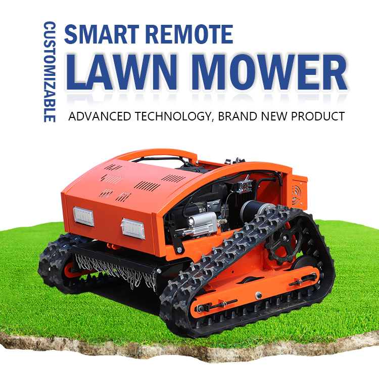 Factory Sales Rubber Crawler Robot Gasoline Self Propelled Garden Remote Control Lawn Mower for Sale