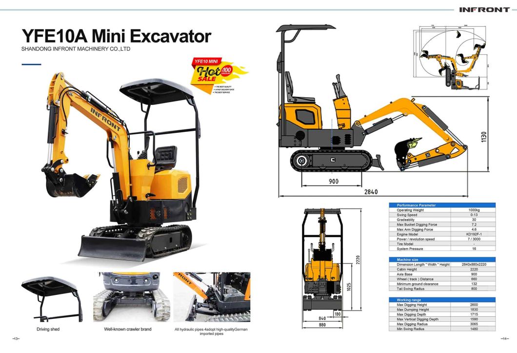 CE/EPA Kubota Engine Excavator 1.5ton 1.7ton 3.5ton Mini Bagger Digger Machine Farm Crawler Excavator Mini