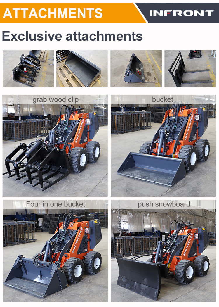 Cheap Steer Loader Diesel Chinese Skid Steer Loader with 4 in 1 Bucket for Sale