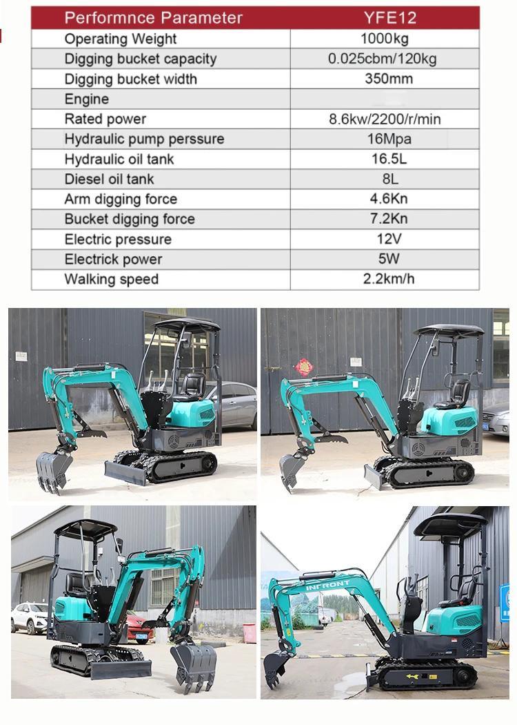 Factory Supply 0.8 1.2 1.5 2 Tons Digging Machine Mini Size Crawler Drive Digger High Quality Excavators