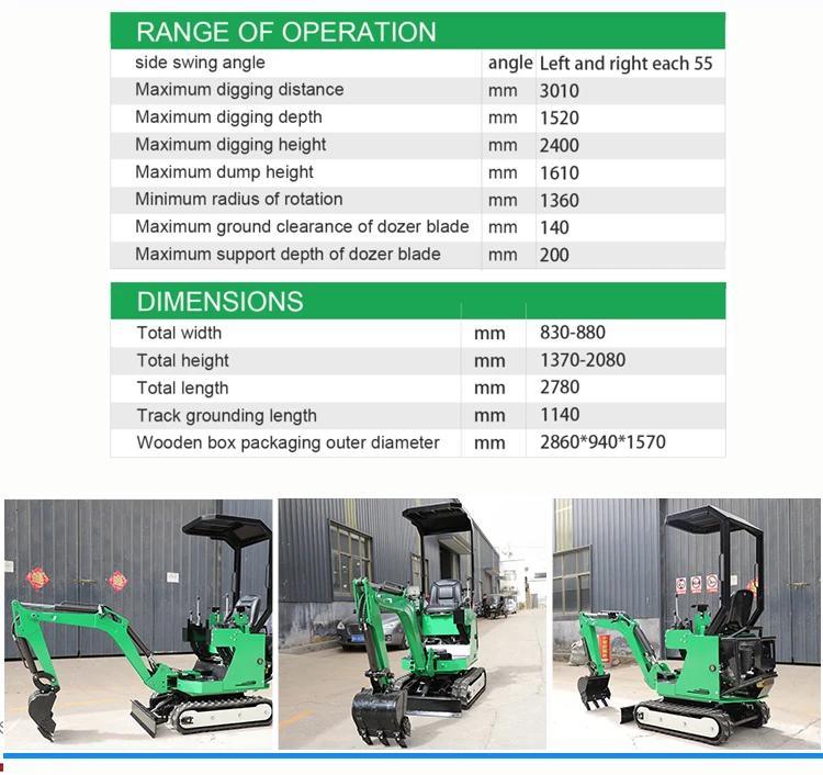 OEM Customization 1 Ton 1.8 Ton 2ton Mini Excavator with EPA CE