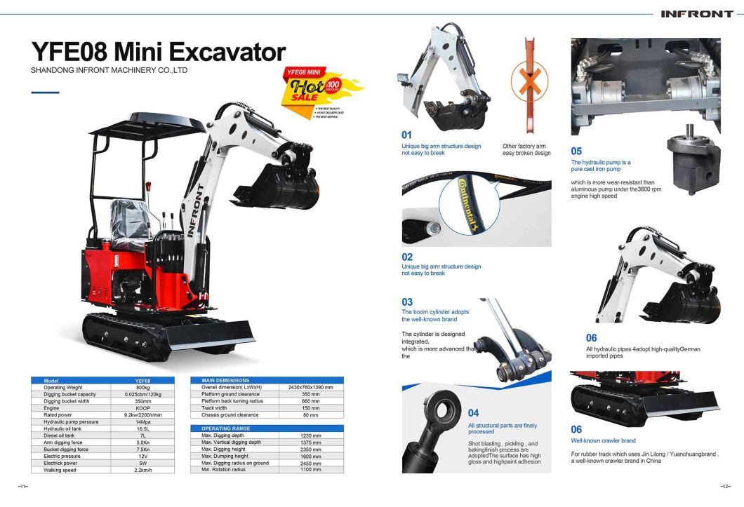 China 3.5 Ton Mini Excavator 1 Ton 2 Ton Kubota Engine Digger Excavator Mini Pelle Chinese Used Small Excavator Machine