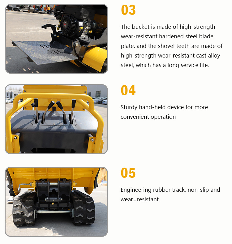 1ton Mini Crawler High Tip Lifting Motocarriola Dumper 500kg 700kg Rubber Track Transporter Dumper Diesel Engine for Hot Sale