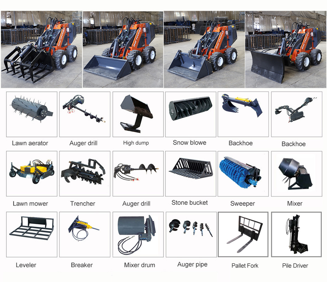 CE EPA 300kg Industrial Small China Gasoline Mini Skid Steer Wheel Loaders Factory for Sale