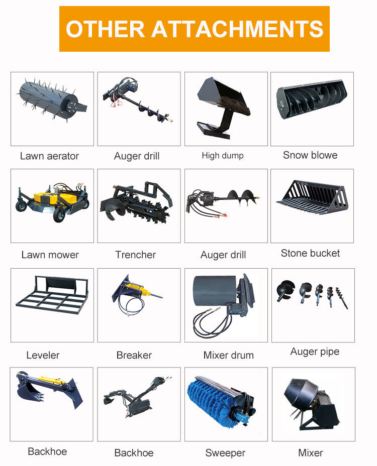 CE Certificated Fully Hydraulic Mini Loader Skid Steer Loader with Attachments