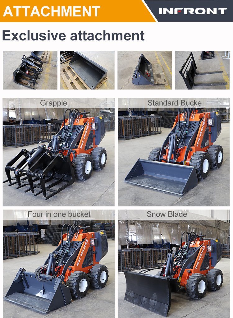 23HP Mini Skid Steer Loader Tracked Hydraulic Skid Loader with Attachments