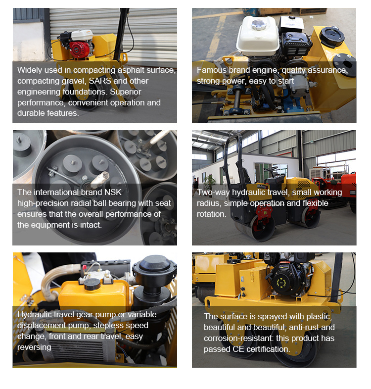 Industrial Compactor Machine 2 Ton Mini Asphalt Road Roller Machinery Compacting Double Drum Road Roller with CE EPA