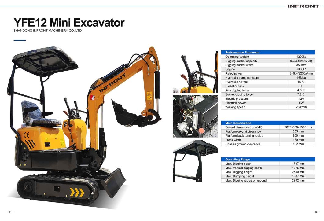 CE/EPA Kubota Engine Excavator 1ton 3.5ton Mini Bagger Digger Machine