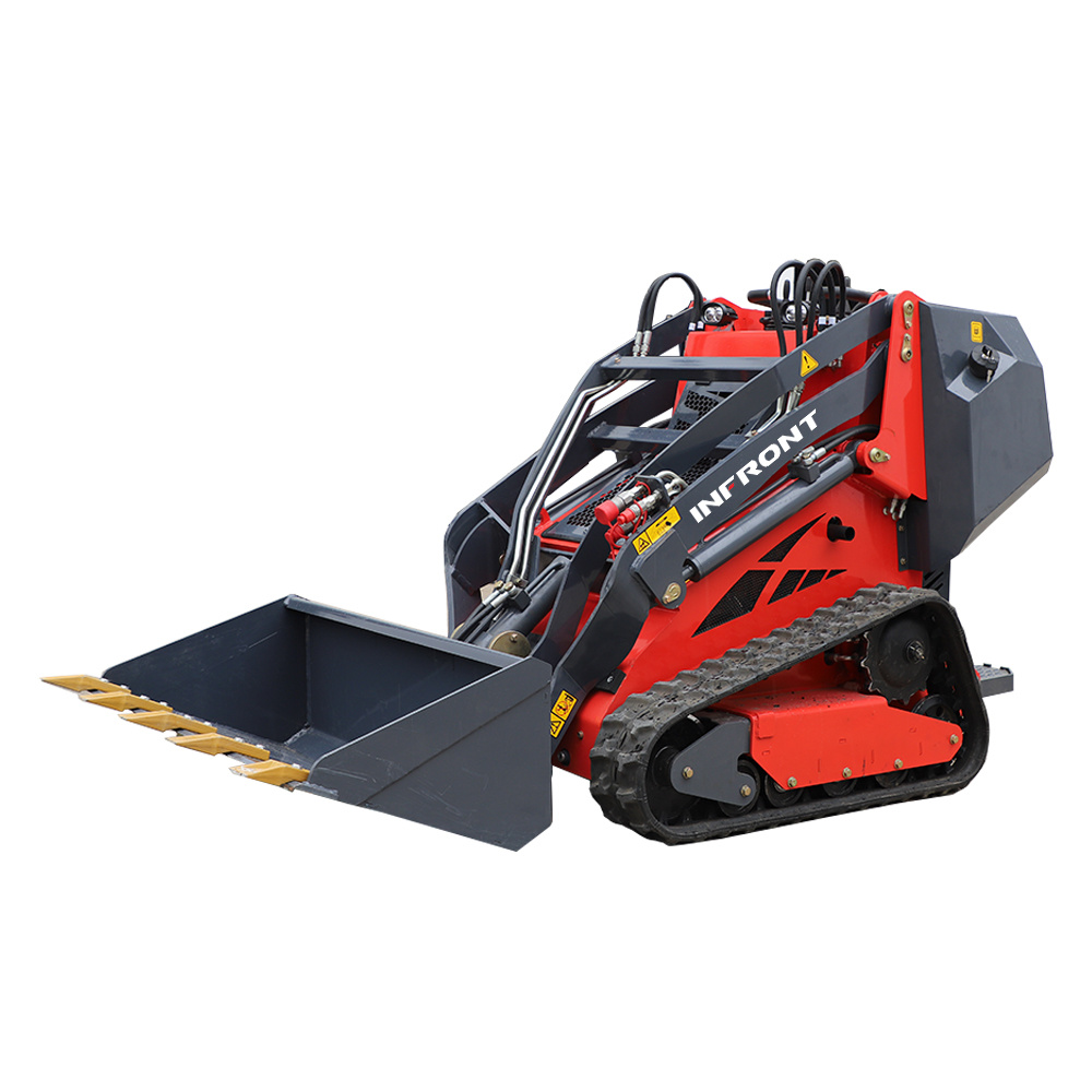 Infront Gasoline Engine Wheel Track Skidsteer Loader Mini Skid Steer Loader with 4 in 1 Bucket