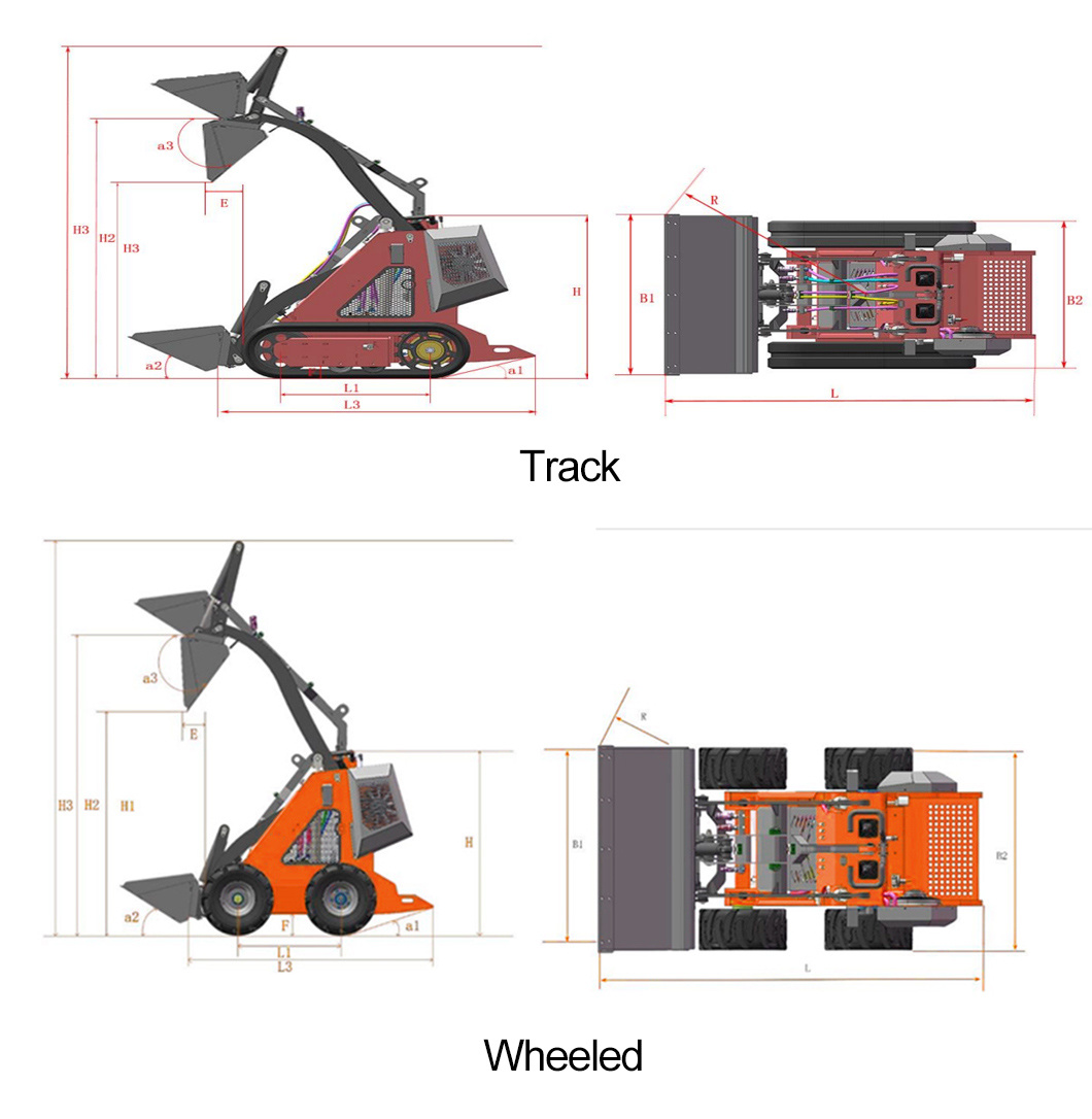 Mini Skid Steer Loader Optional Attachment Crawler Wheel Skid Steer Loader Withepa Engine