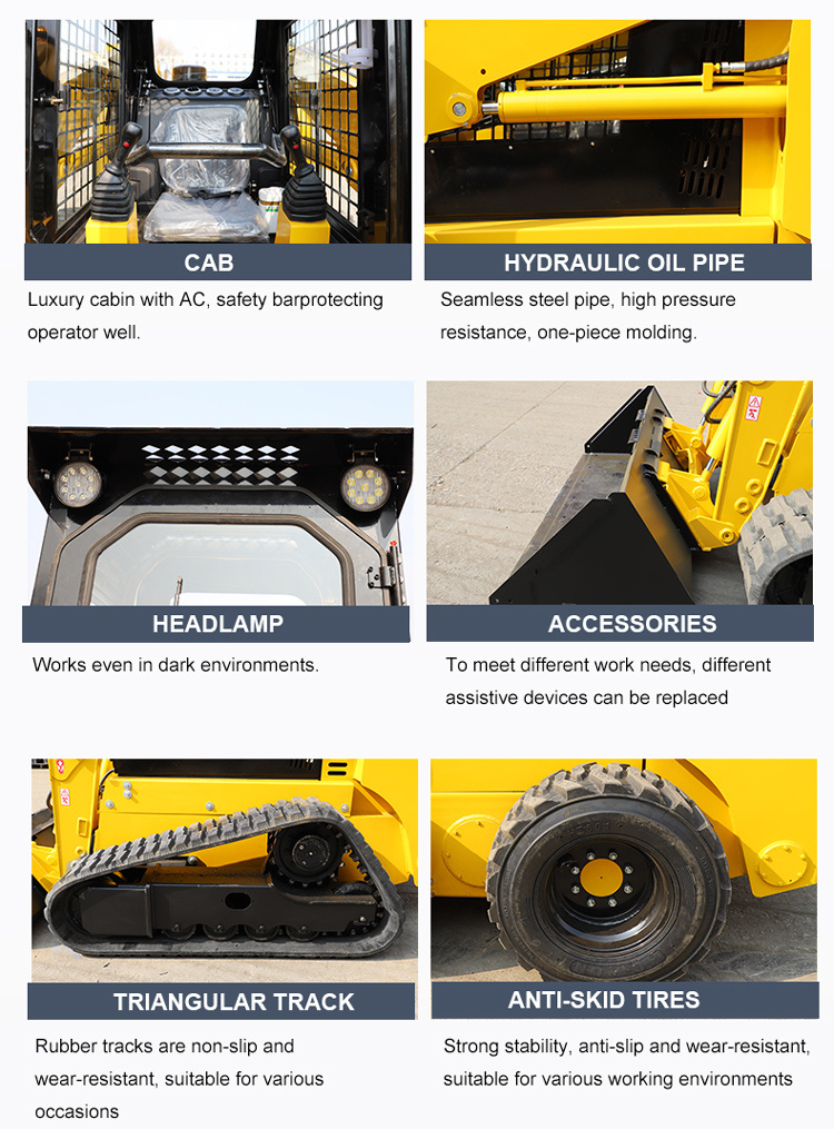 Jining China Machinery Front Loader Famous Brand Mini Skid Steer Loader for Construction with Atchments