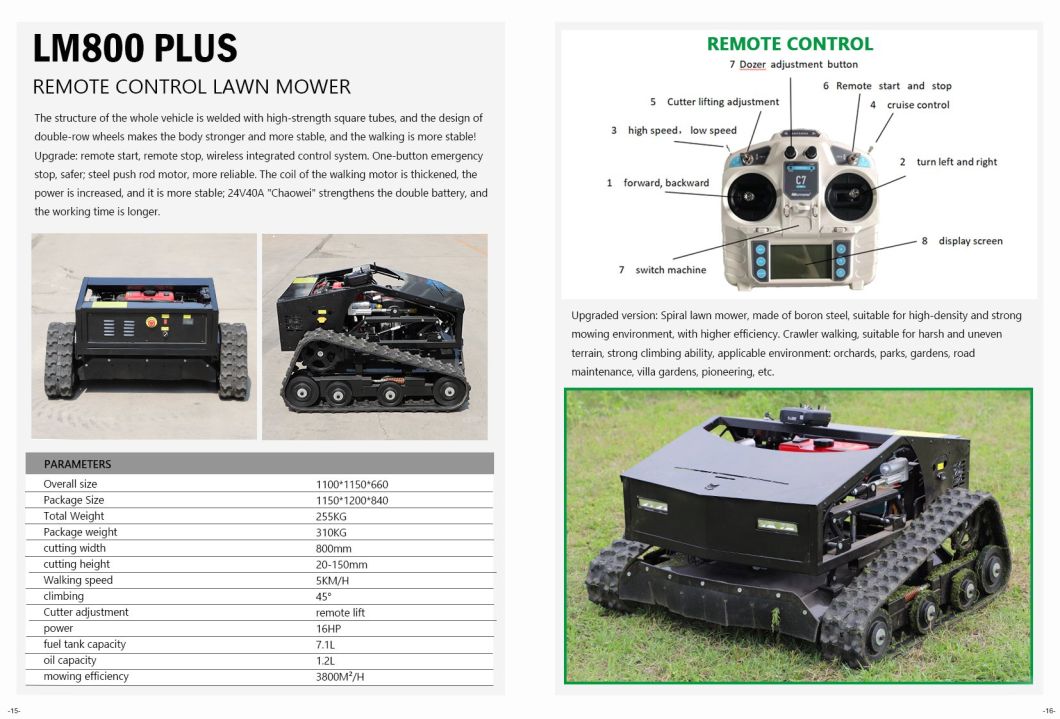 Factory Outlet Gasoline Remote Control Lawn Mower and Robotic Lawn Mower for Agriculture