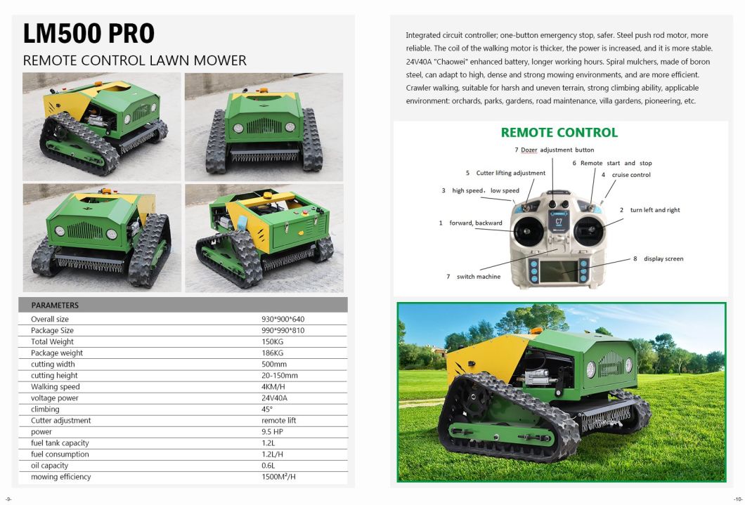 2024 New Robot Remote Control Lawn Mower Lithium Battery Crawler Lawn Mower with Snow Shovel