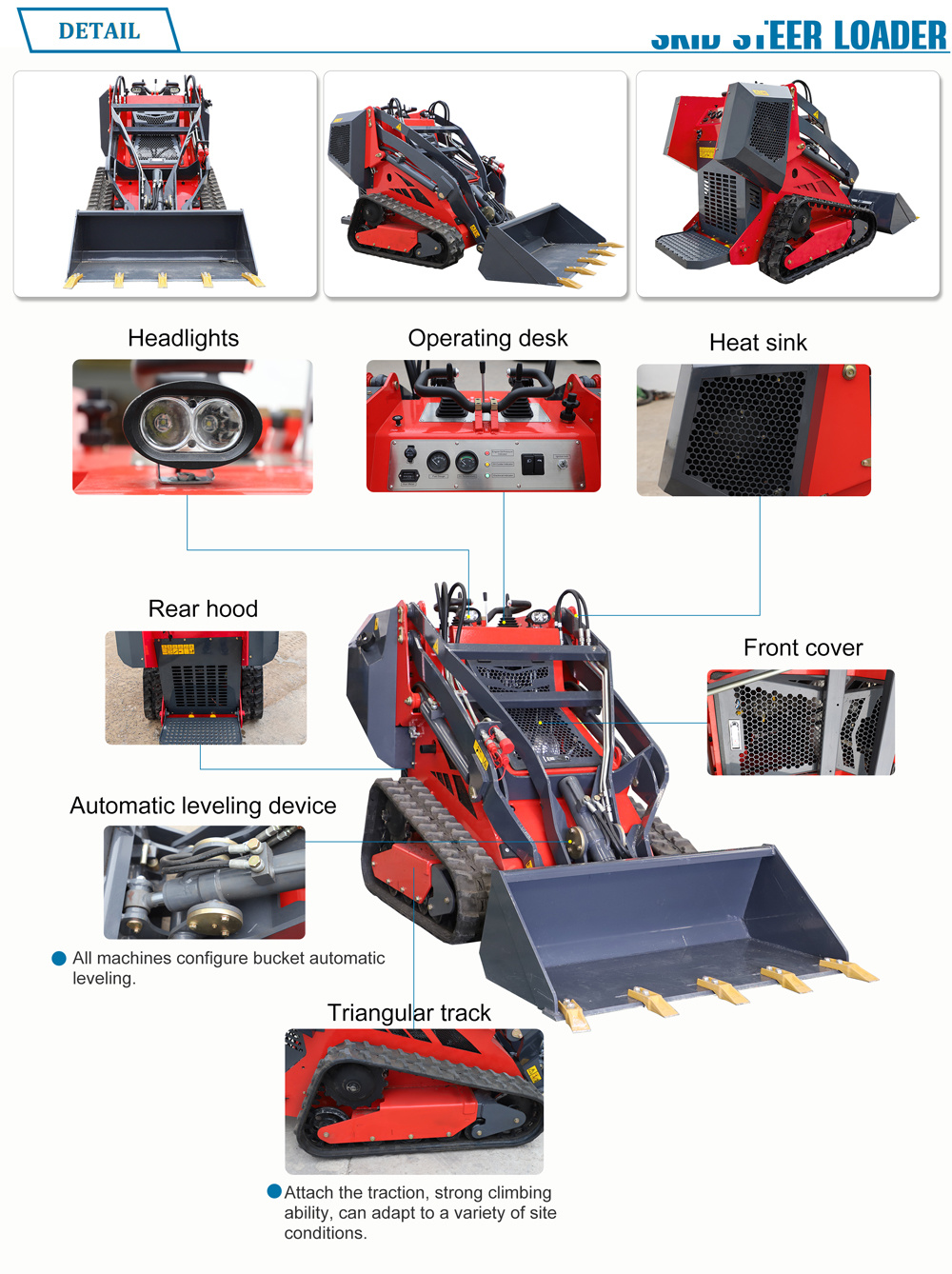 Small Cheap Skid Steer Diesel Loader with Bucket Different Attachment Skidsteer Bagger Mini