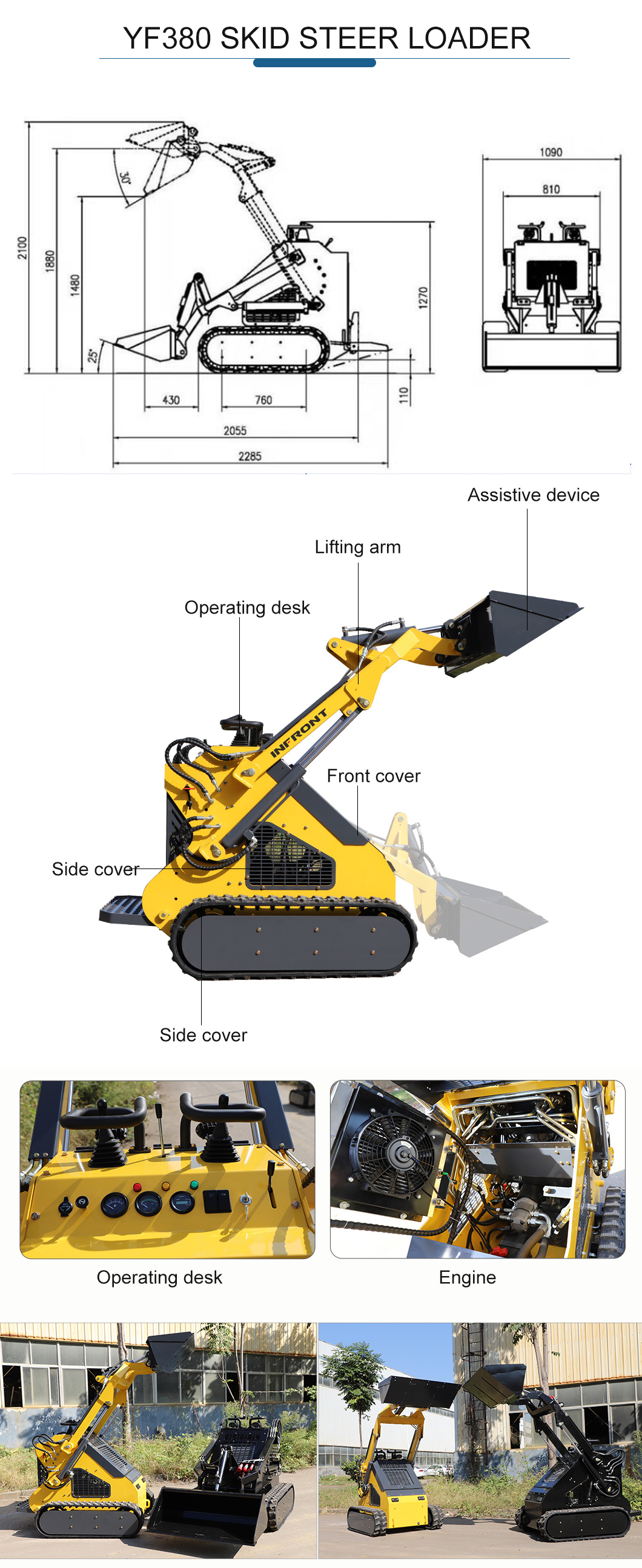 Earth-Moving Machinery Mini Skid Steer Loader Telescopic Crawler Mini Skid Steer Loader High Efficiency Mini Skid Steer Loader