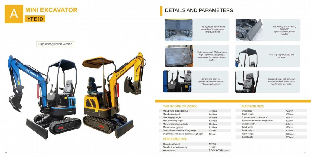 Free Shipping to Door Mini Excavator 0.8 Ton 1 Ton 2 Ton Excavators for Sale Crawler Excavator
