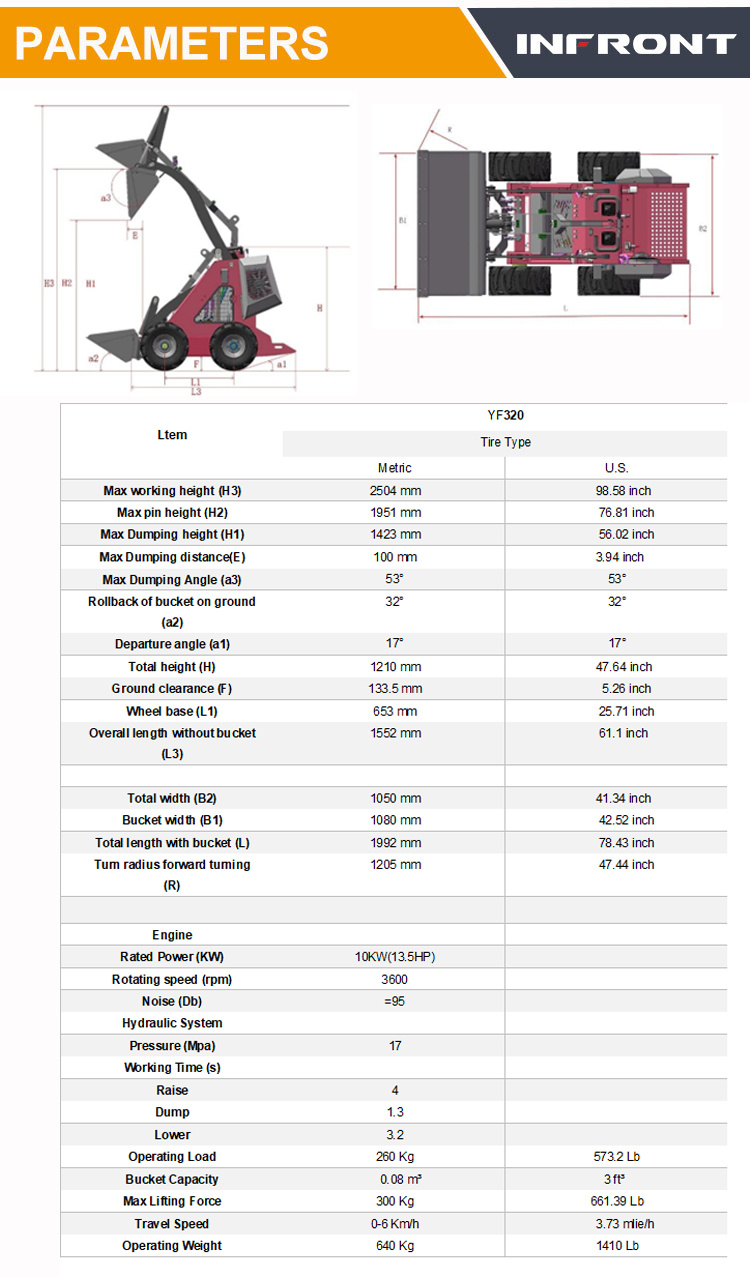 25 HP EPA CE Signed Lifting Capacity Bottom Price Mini Diesel Skid Steer Loader for Sale