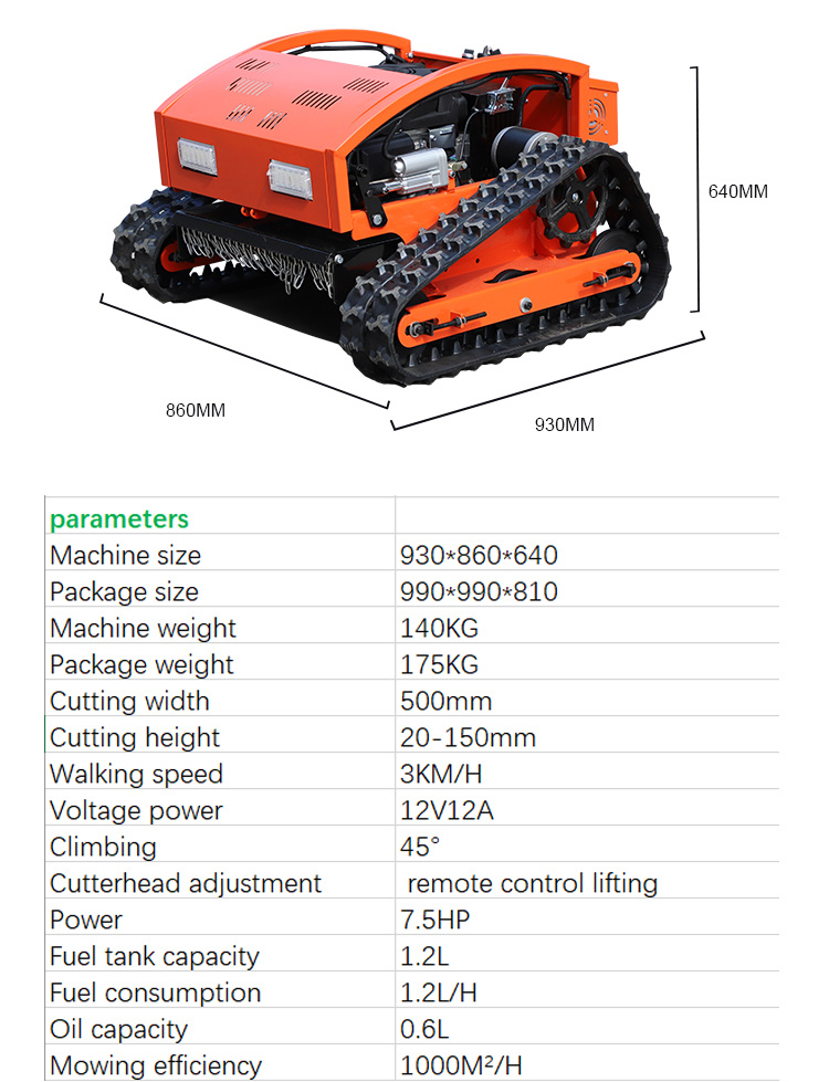 2024 New 9.5HP Robot Remote Control Lawn Mower Lithium Battery Crawler Lawn Mower with Snow Shovel