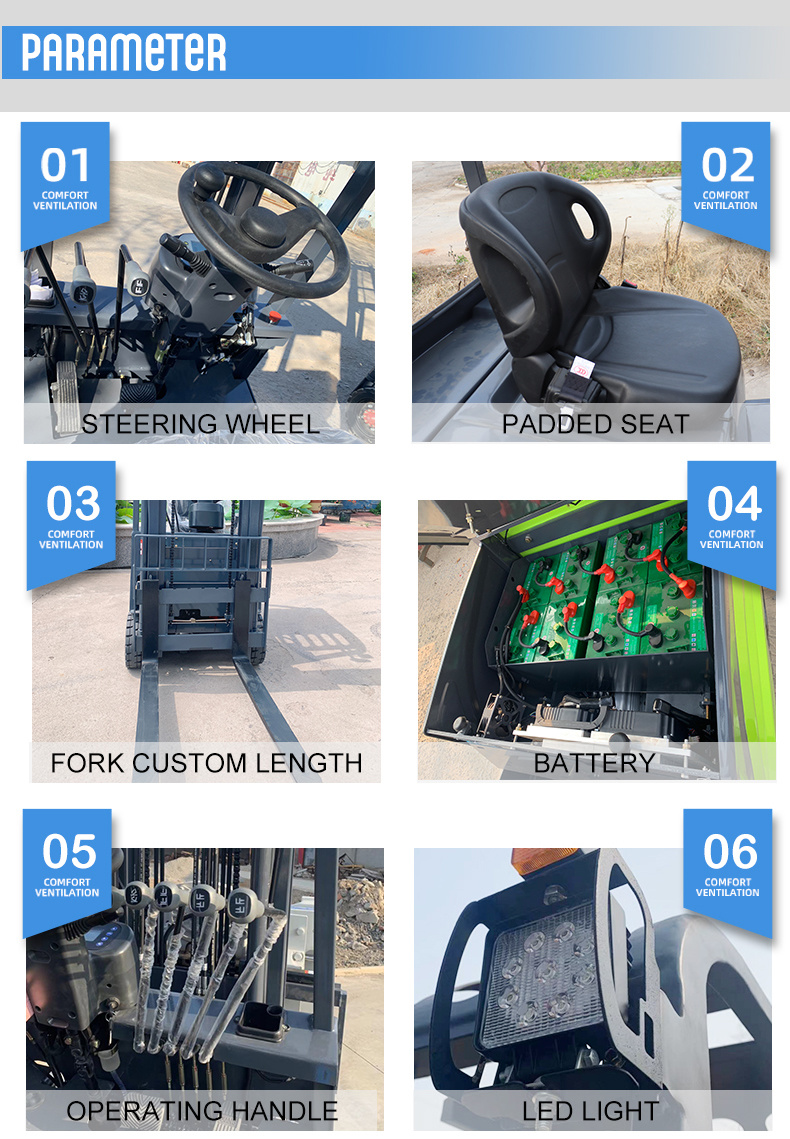 High Power Battery Easy Operating Electric 2 Tons Electric Forklift